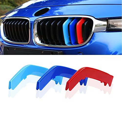 NYZAUTO M-Colored Stripe Grille Insert Trims Compatible with BMW 2013-2018 F30 F31 3 Series 316i 318i 320i 328i 330i 335i 340i Kidney Grilles (8 Beams, Not Fit 11 Beams)