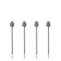 Viski Gunmetal Art Deco Cocktail Picks - Heavy Duty Toothpicks Stainless Steel Metal Drink Skewers Barware Accessories - Black 5inch Set of 4