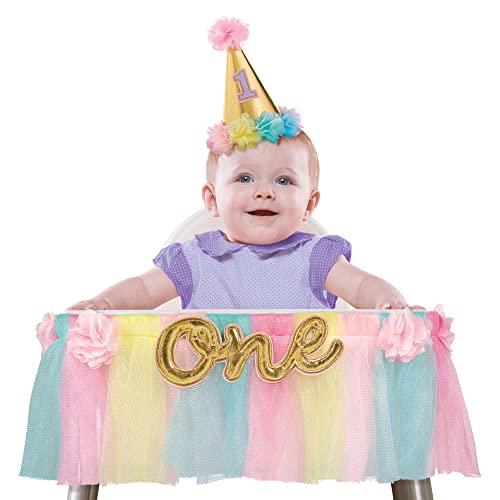 Amscan 1st Birthday Girl Deluxe High Chair Decoration, Multicolor