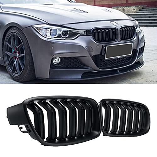 DEKEWEI ABS F30 Grill, Front Kidney Grille for 2012-2018 BMW 3 Series F30 F31 (Double Slats Matte Black Grills, 2pcs)