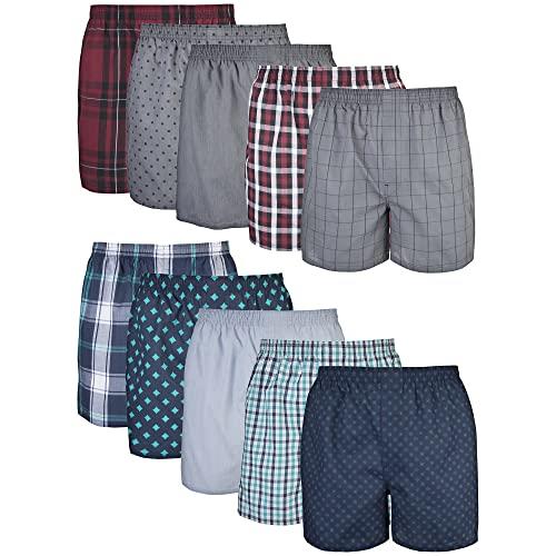 Gildan Men's Underwear Boxers, Multipack, Mixed Red/Blue Assorted (10-Pack), X-Large