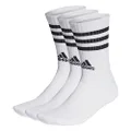 adidas Performance 3-Stripes Cushioned Crew Socks 3 Pairs, White, S