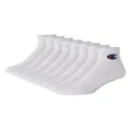 Champion Men's Double Dry Moisture Wicking Ankle Socks; 6, 8, 12 Packs Available, White - 8 Pack, 6-12