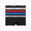 Calvin Klein Men's Micro Stretch Low Rise Trunk, Black Bodies with Lake Blue/Cherry Kiss/Dahlia/Moss Grey/Eiffle Tower Waist Bands, Small (Pack of 5)