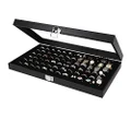 JackCubeDesign Jewellery Ring Display Organiser Storage Box Case Tray Holder with 72 Slot Ring Display(Black, Inside Black Velvet, 37.3 x 21 x 5 cm)- :MK248A