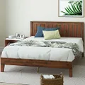 Zinus Deluxe Double Bed Frame Solid Wood Platform Bed with Solid Timber Headboard Mattress Foundation - Antique Espresso, Superior Long-Lasting Heavy Solid Wood