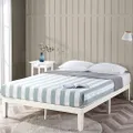Zinus Moiz White Timber Double Bed Frame | Wood Platform Mattress Foundation