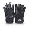 Nivia Rhino Sports Gloves (Black, Size - Medium) | Weight Lifting Gloves | Exercise Gloves | Fingerless Grip Gloves | Fitness Gloves | Crossfit Gloves