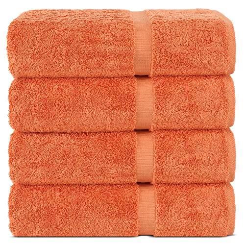 Chakir Turkish Linens | Hotel & Spa Quality 100% Cotton Premium Turkish Towels | Soft & Absorbent (4-Piece Bath Towels, Coral)