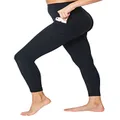 Yogalicious Lux High Waist Elastic Free Side Pocket Ankle Legging, Black, Medium