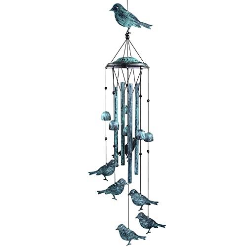Monsiter QE Bird Wind Chimes for Outside, Outdoors Wind Chimes with 4 Large Aluminum Tubes & S Hook - Wind Chimes Outdoor Clearance Hanging Decor for Garden, Patio, Backyard or Porch