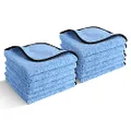TAHOE TRAILS Bust-HOP Microfiber Towels for Cars, Car Drying Wash Detailing Buffing Polishing Towel with Silk Edgeless Microfiber Cloth, 16x16 in. Pack of 12