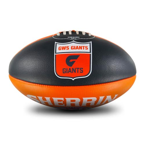 Sherrin GWS Giants AFL Club Leather Football, Size 5