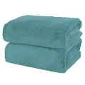 MOONQUEEN 2 Pack Premium Bath Towel Set - Quick Drying - Microfiber Coral Velvet Highly Absorbent Towels - Multipurpose Use as Bath Fitness, Bathroom, Shower, Sports, Yoga Towel (Teal)