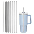 Beonsky Stainless Steel Straw Replacement for Stanley 40 oz 30 oz Adventure Quencher Travel Tumbler Cup, 6 Pack Reusable Straws with Cleaning Brush Compatible with Stanley Tumbler Cup Accessories