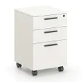 HelloFurniture Mobile Pedestal Lockable Filing Cabinet Storage Drawers Wheels Home Office White