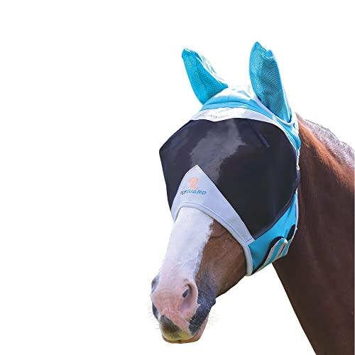 Shires Fine Mesh Fly Mask with Ears, Black, Unisex, Teal, Cob
