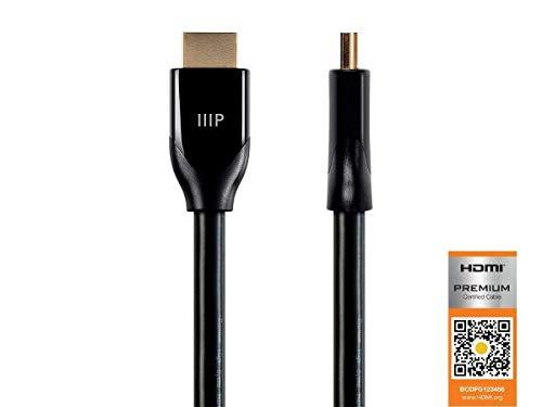 Monoprice Certified Premium HDMI Cable - Black - 10 Feet | 4K@60Hz, HDR, 18Gbps, 28AWG, YUV 4:4:4