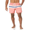 Amazon Essentials Men's 7" Quick-Dry Swim Trunk, Blue Coral Pink Stripe, Large
