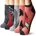 Universal Women's Jurassic World 5 Pack No Show, Black Red Multi, Fits Sock Size 9-11 Fits Shoe Size 4-10.5