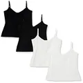 Amazon Essentials Women's Slim-Fit Knit V-Neck Layering Cami (Available in Plus Size), Pack of 4, Black/White, Small