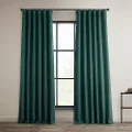 HPD Half Price Drapes BOCH-LN18523-96 Faux Linen Blackout Room Darkening Curtain (1 Panel), 50 X 96, Slate Teal