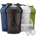 HydraCup [4 Pack] - 20oz Shaker Bottle for Protein Mixes, Barbell Blender Wire Whisk & Mixing Grid, Shaker Cup BPA Free
