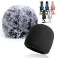 Foam Microphone Windscreen with Furry Windscreen Muff - Mic Wind Cover Pop Filter for Blue Yeti, Blue Yeti Pro USB Microphone (2 Pack)