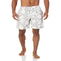 Amazon Essentials Men's 9" Quick-Dry Swim Trunk, Grey, Hibiscus Flower, Small