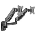 Mount-It! Dual Arm Monitor Wall Mount with Height Adjustable Gas Spring Arms | Full Motion Bracket Fits Up to 32" Computer Screens