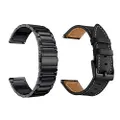 Yeejok Replacement Vivoactive 3 Watch Bands, 20mm Quick Release Genuine Leather Watch Strap and Metal Watch Band Compatible for Garmin Vivoactive 3 Music/Forerunner 645/245 Smartwatch-Black
