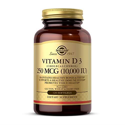 Solgar Vitamin D3 (Cholecalciferol) 250 MCG (10,000 IU), 120 Softgels - Helps Maintain Healthy Bones & Teeth - Immune System Support - Non GMO, Gluten Free, Dairy Free - 120 Servings