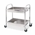 Soga 2 Tier Stainless Steel Bowl Food Cart, Small, Silver