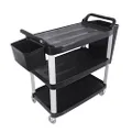 Soga 3 Tier Kitchen Utility Cart with Two Bins, Black, Small