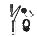 Sennheiser Profile Cardioid Condenser USB-C Microphone Streaming Set Bundle with H&A Pop Filter with Gooseneck and Adjustable Knob (Clamp On), Turnstile Audio TAPH100 Closed-Back Headphones