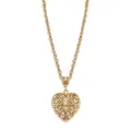 1928 Jewelry Filigree Heart with Swarovski Crystal Accent Pendant Necklace, One Size, Crystal, No Gemstone