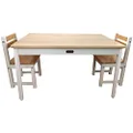 Little Boss Rectangle 3 Piece Timber Table & Chair Set Rectangle, White/Natural
