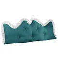 Soga Princess Headboard Pillow with Ruffle Lace, Blue/Green, 120 cm