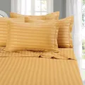 Elegant Comfort Softest and Coziest 4-Piece Sheet Set - 1500 Thread Count Egyptian Quality Luxurious Wrinkle Resistant 6-Piece Damask Stripe Bed Sheet Set, Twin XL, Camel/Gold