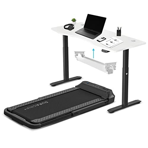 Lifespan Fitness V-Fold Treadmill with Cable Management ErgoDesk Automatic 150 cm Standing Desk, White/Black