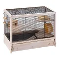Ferplast HAMSTERVILLE Hamster Habitat Cage, Sturdy Wooden Structure, Black