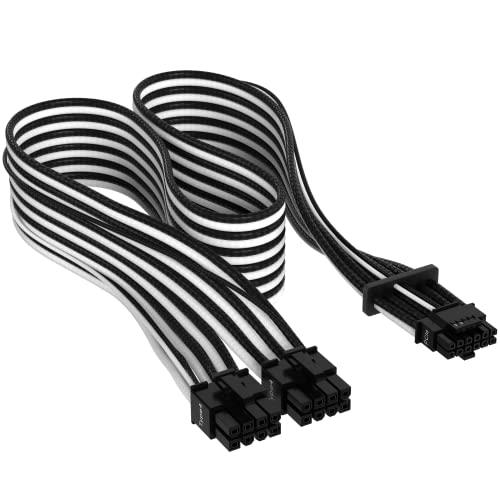 CORSAIR Premium Individually Sleeved 12+4pin PCIe Gen 5 Type-4 600W 12VHPWR Cable, Black&White