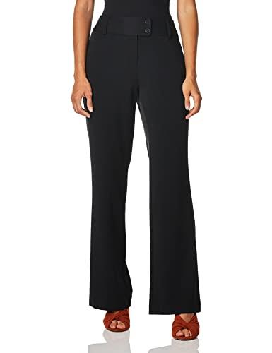 Rafaella Women's Curvy Fit Gabardine Bootcut Stretch Dress Pants with Pockets (Size 4-16), Black, 10