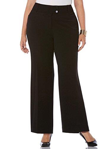 Rafaella Women's Plus Size Curvy Fit Gabardine Bootcut Stretch Dress Pants, 31-inch Inseam, with Pockets (Size 16-22), Black, 22W