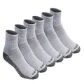 Dickies Men's Dri-tech Moisture Control Quarter Socks (6, 12, 18 Pairs), Grey (6 Pairs), 12-15