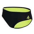 Aquasphere Men's Essential 8 cm Swim Brief, Black/Yellow, Size US30 / AUS12