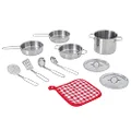 Teamson Kids - Little Chef Frankfurt Kitchen Pretend Play Stainless Steel Cooking Utensils Accessories Set for Toddlers Boys & Girls - 11 pcs
