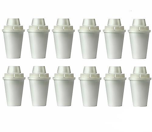 Stefani 12 Pack Replacement Filter Water Filter Jug Cartridge, Compatible with Stefani®, Brita Classic®, Reduces Chlorine - Limescale - Lead – Microplastics.