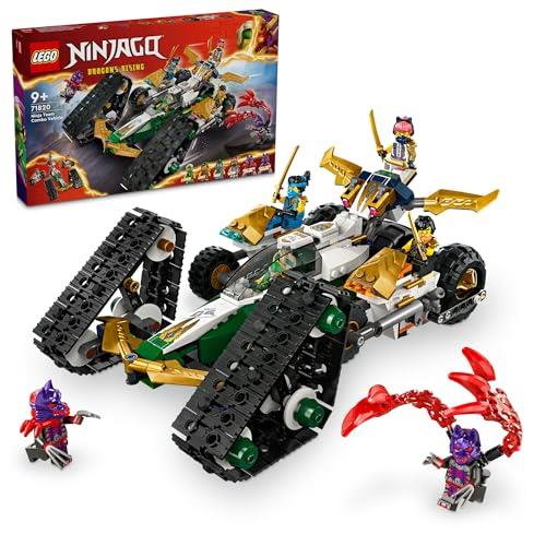 LEGO® NINJAGO® Ninja Team Combo Vehicle 71820 4-in-1 Adventure Toy for Kids with Glider, Off-Road Racer and 2 Motorcycles, 6 Minifigures, Birthday Toy for Boys and Girls