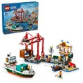 LEGO® City Seaside Harbour with Cargo Ship 60422 Toy, Building Set for Boys and Girls Aged 8 and Over, Kids’ Toys, Model Container Crane and Boat with 8 Minifigures